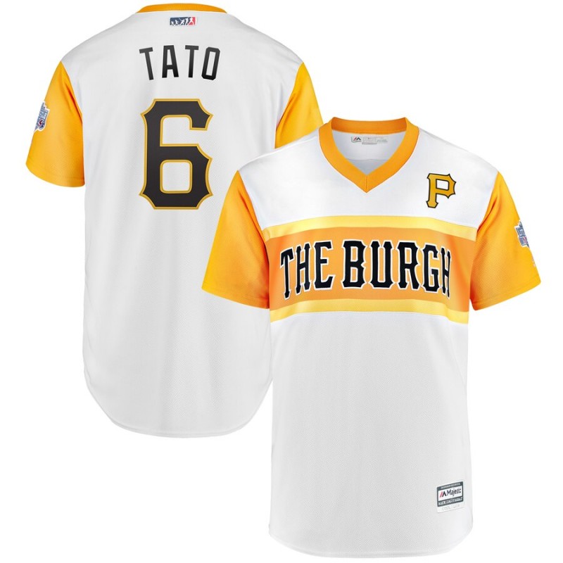 Men Pittsburgh Pirates 6 Tato white yellow MLB Jerseys
